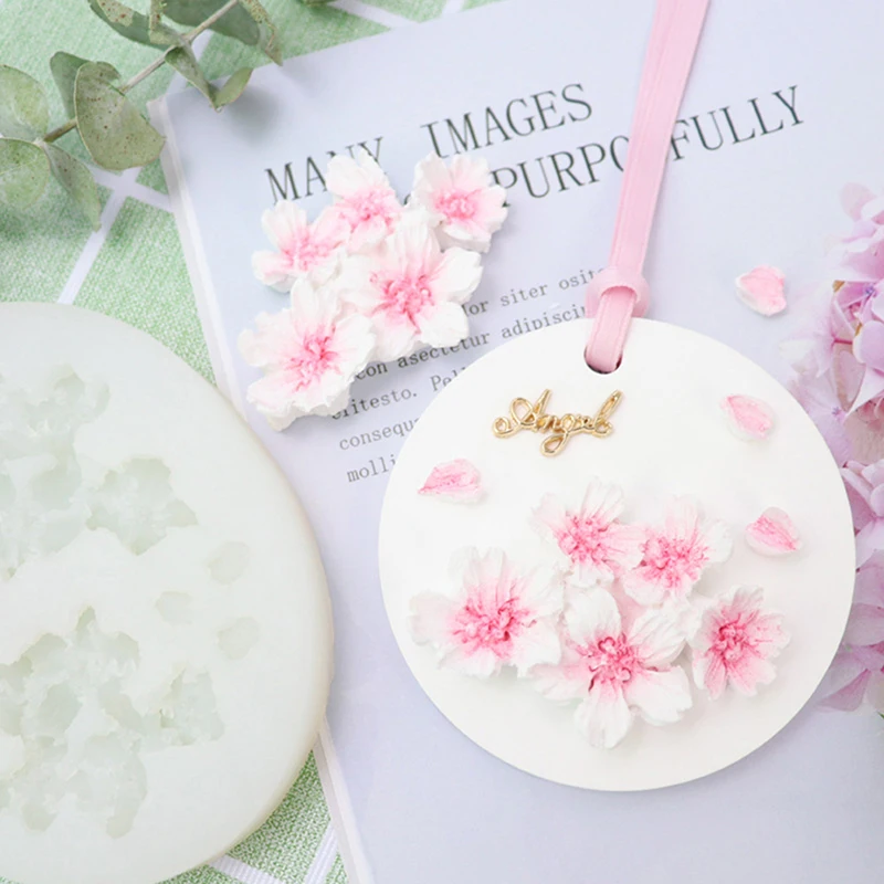 Rose Flower Shaped Chocolate Mold Mini 6 Holes Cherry Blossom Silicone Mold Cake Decorative Tool 10.8*10cm