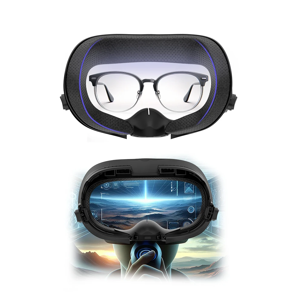 Facial Interface Face Cover for Meta Quest 3 VR with Anti-Light Nose Pad PU Leather Face Cushion for Meta Quest 3 Accessories