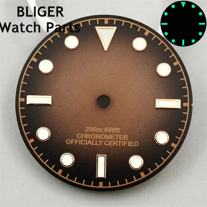 BLIGER 29mm watch dial C3 Green luminous fit NH35 NH36 ETA2824 2836 Miyota8215 DG2813 3804 PT5000 movement