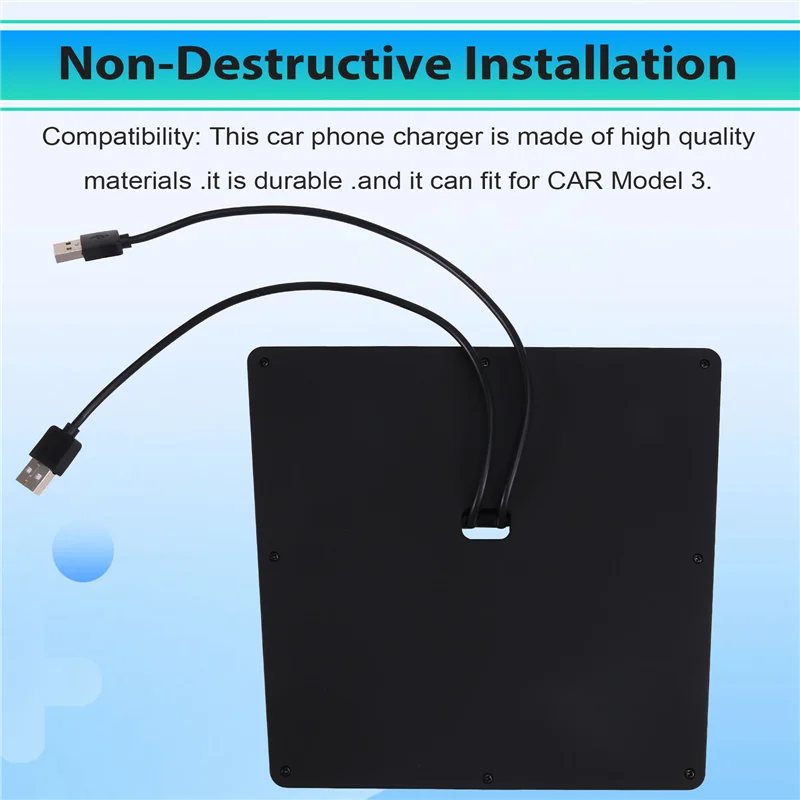 

ABTC-10W Wireless Charger Mat Dual Center Console Accessories Anti-Skid Fast Charging For Tesla Model 3