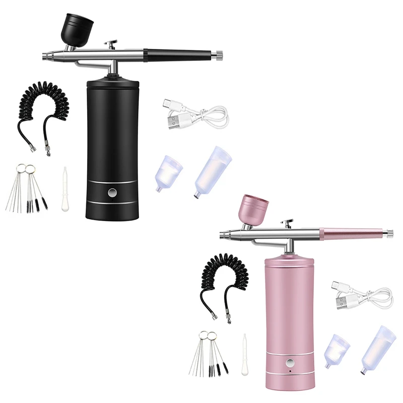 Air Brush Nail Oxygen Injector Mini Air Compressor Kit Paint Sprayer For Art Tattoo Craft Cake Nano Fog Mist