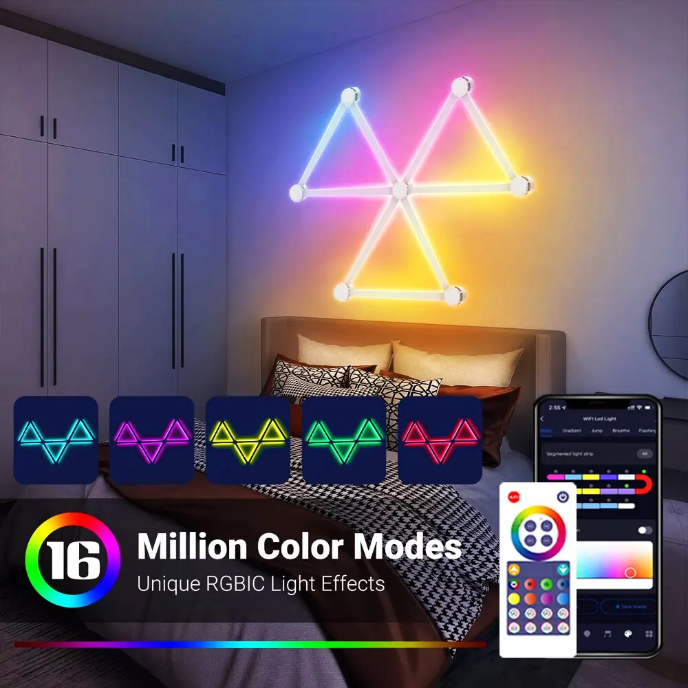 Set Van 2 Smart LED Lightbar Werkt met Alexa en Google Assistent, WIFI RGBIC TV-Achtergrondverlichting, Omgevingslicht Muziek Synchroniseren en APP-Bediening Spel Lichten, LED Play Light Bar