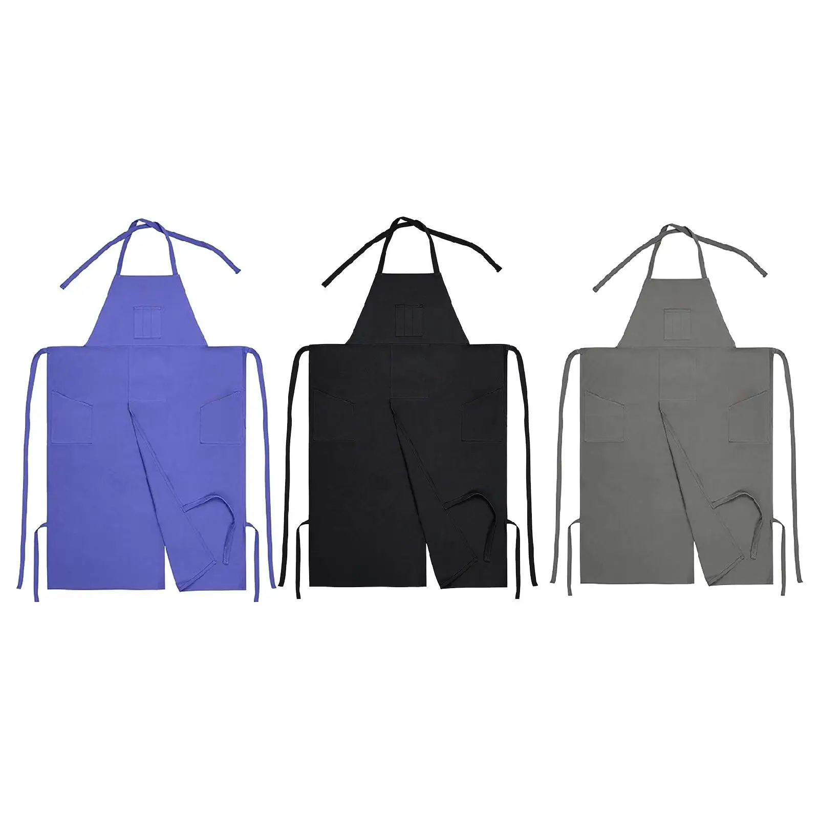 Split Leg Pottery Apron Waterproof Style Polyester Craft Apron with Pockets for Workshop Use