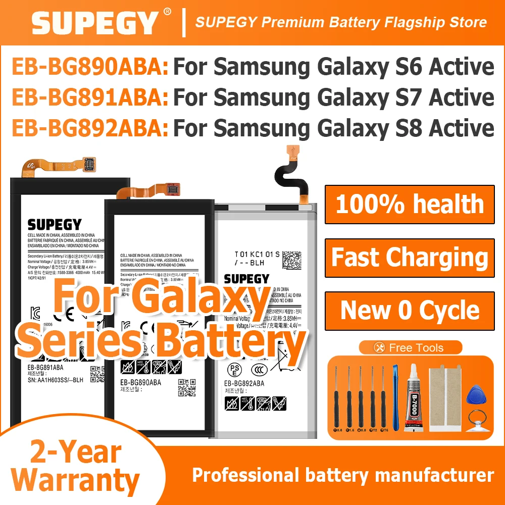 Batería SUPEGY 100% nueva para Samsung Galaxy S6 Active/S7 Active/S8 Active, año 2026, con herramientas gratuitas