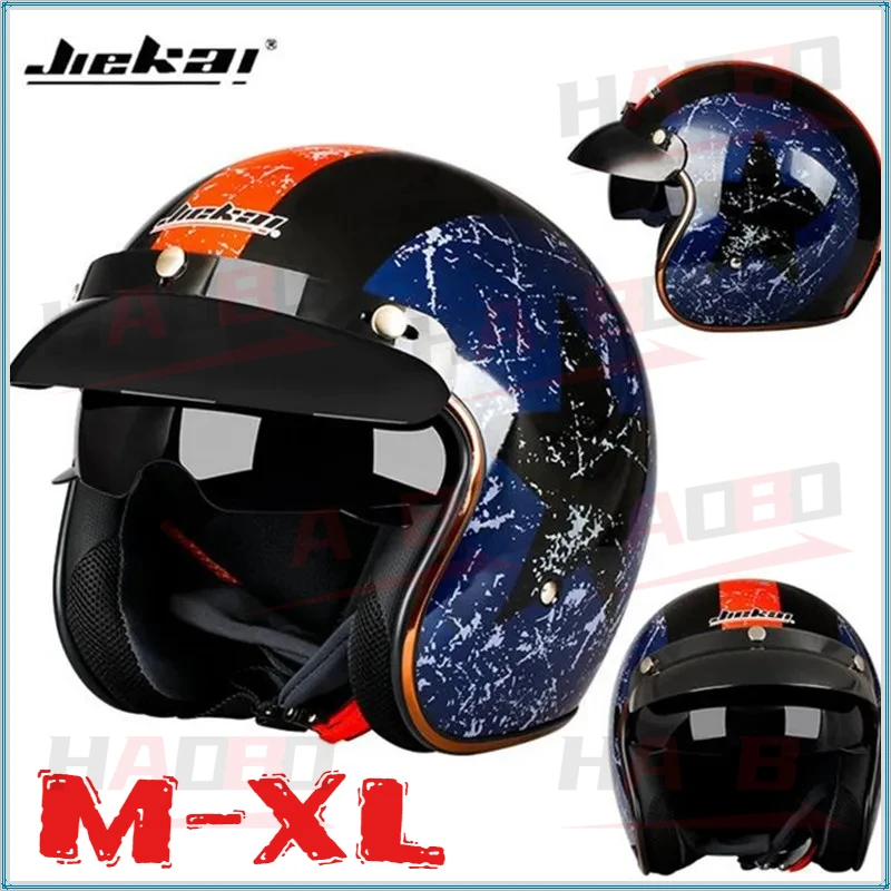 

Мотошлем JIEKAI 510 DOT, винтажный, 3/4, легкий, для чопперов, ретро-шлем, мотошлем, капелет, каско мото