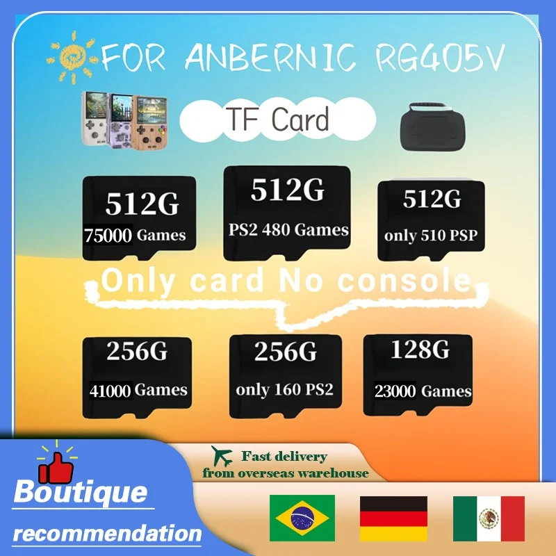 For ANBERNIC RG405V TF Card Memory Card Handheld Game 512G Built In 75000 Games Open Source System Console Preloaded Game Card