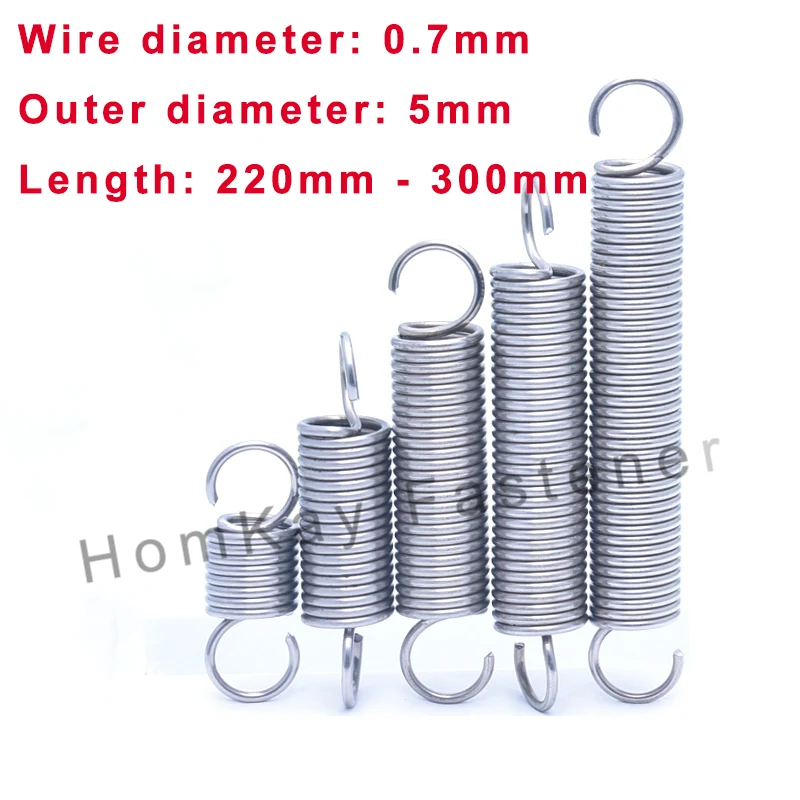 

1/2/3/5 Pcs WD 0.7mm*OD 5mm 304 Stainless Steel S Hook Tension Cylindroid Helical Pullback Extension Tension Coil Spring