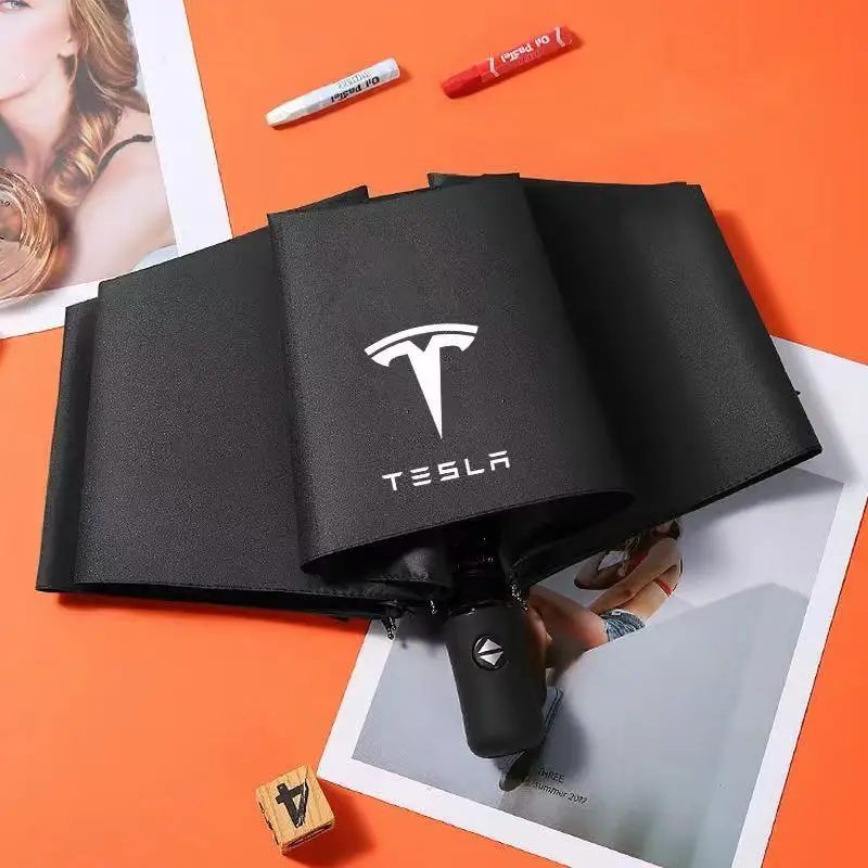 

Car Logo Umbrellas Automatic Folding Windproof Sunshade For Tesla Model 3 Model S Model X Model Y Car Logo Automatic Umbrella