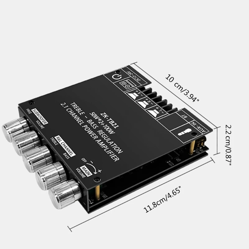 ZK TB21 TPA3116D2 BT5.0 ซับวูฟเฟอร์เครื่องขยายเสียง 50WX2 + 100W 2.1CHเครื่องขยายเสียง