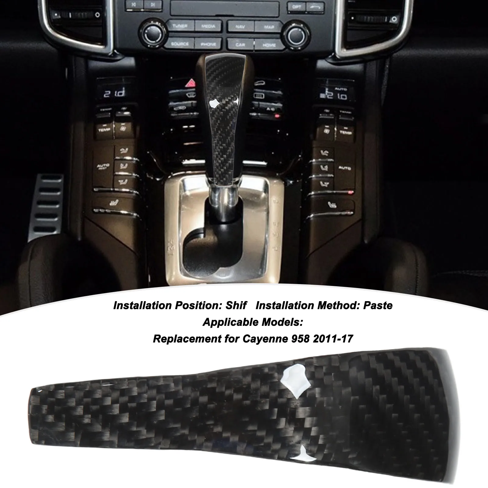 

Новая крышка ручки переключения передач из углеродного волокна, ярко-черная внутренняя ручка рычага переключения передач, замена накладки для Cayenne 958 2011-17