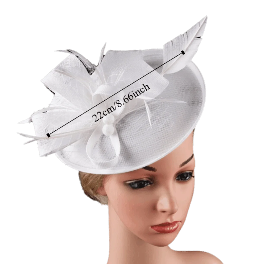Vintage Exquisiter Feder-Fascinator-Hut mit Schleife, Eleganter Teeparty-Netz-Haarreif, Süßer Braut-Kopfschmuck für Damen – Detail 1