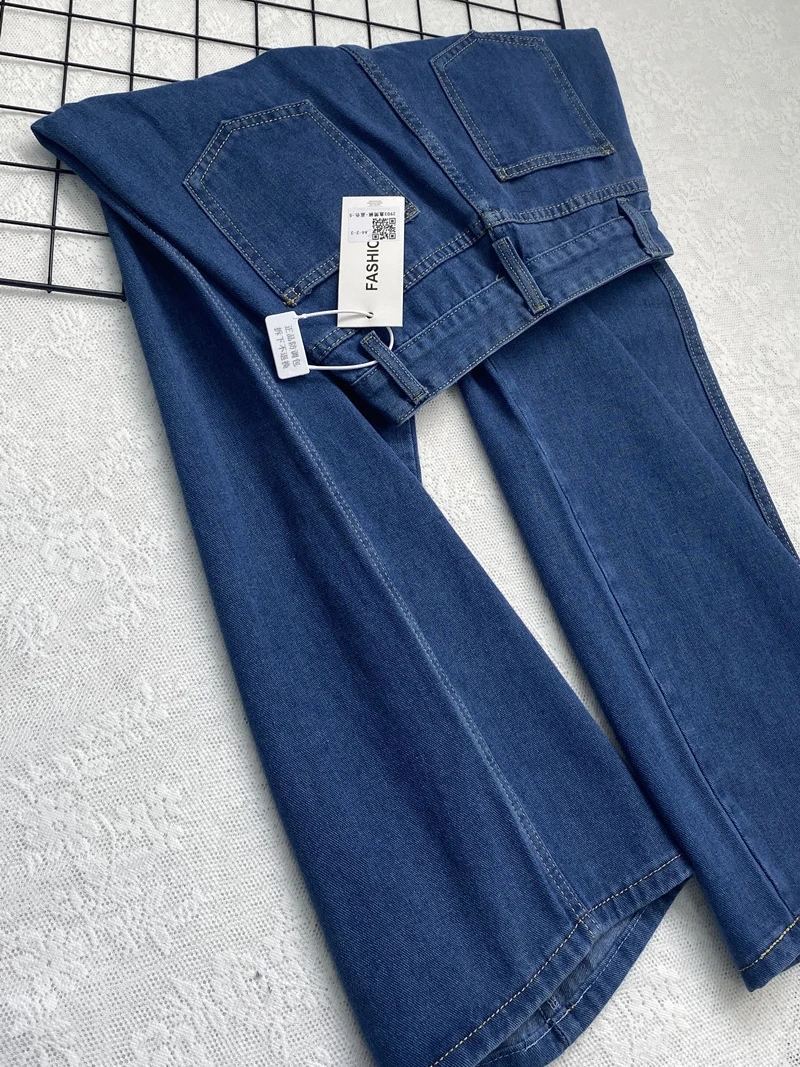 Neue Doppelt asche tiefblaue Jeans mit weitem Bein für Frauen Frühling Herbst hohe Taille lose gerade Hose trend ige weibliche Kleidung