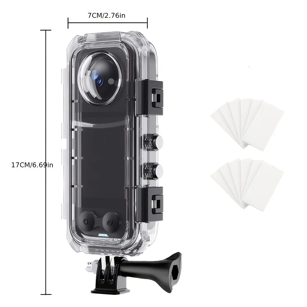Dive Case Waterproof Housing for Insta 360 X4, 45m/147ft Invisible Protective Underwater Shell Cover for Insta360 X4 with Bracket Accessories & Anti-Fog Inserts