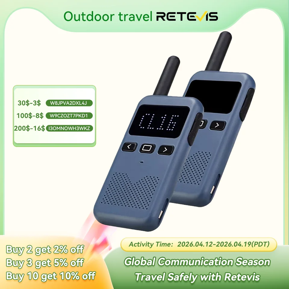 Retevis RB619 Mini Walkie Talkie PMR446 Profesjonalne Radiotelefony Dalekiego Zasięgu Przenośne Radio dla Restauracji, Radiotelefon PTT do Hotelu