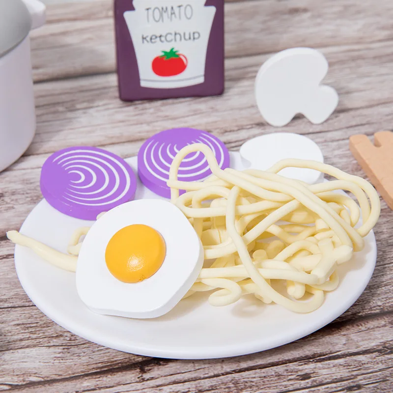 Houten imitatie spaghetti 3-6 jaar oude interesse ontwikkeling Montessori Educatief speelgoed Kinderen spelen keukenspeelgoed kinderen Geschenken