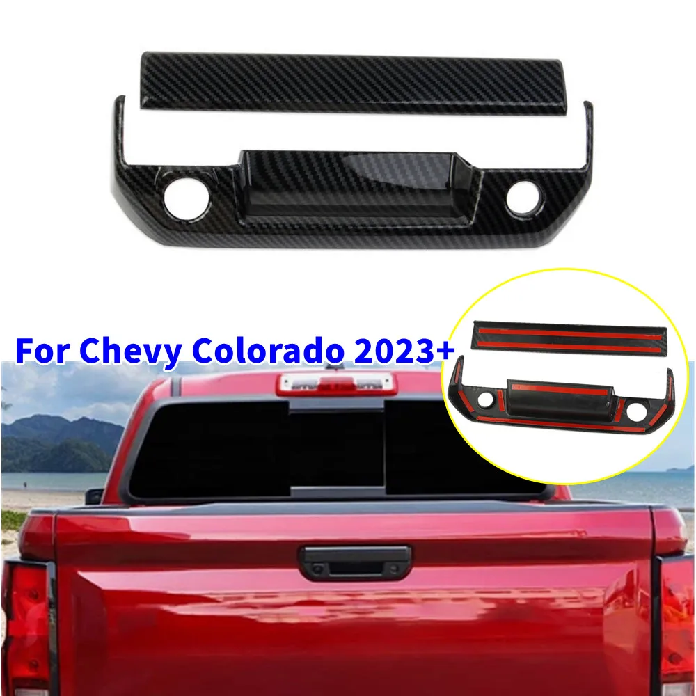 1 مجموعة لشروليه كولورادو جي إم سي كانيون 2023-2025 الخارجي الخلفي الجذع الباب الخلفي غطاء مقبض الباب الكسوة ABS الملحقات الواقية