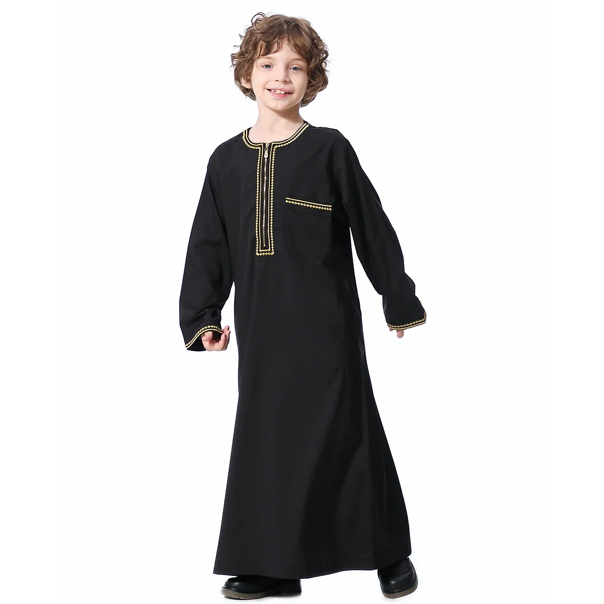 Tiener Moslim Kids Jongens Jubba Thobe Gewaden Arabisch Islamitisch Midden-Oosten Dubai Saudi Caftan Lange Mouw Ramadan Dishdasha Kleding