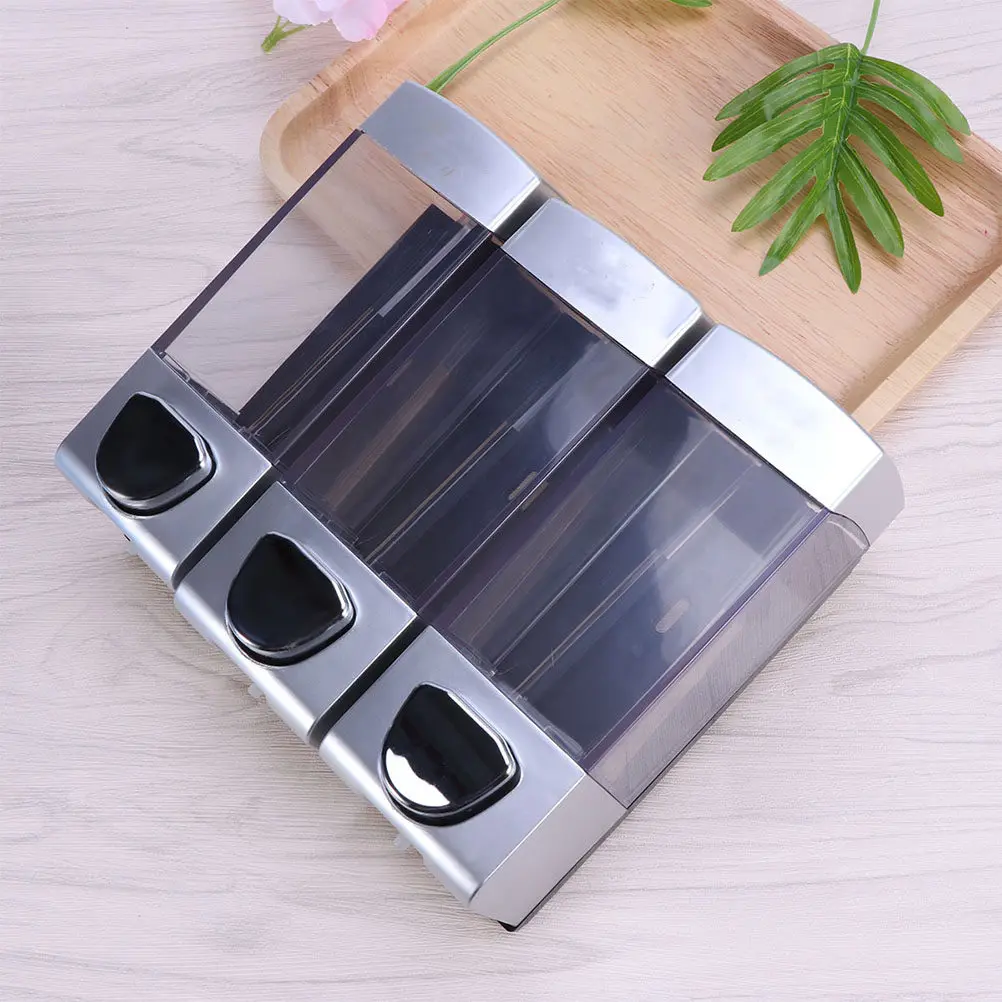 Wall-Mounted Soap Gel Dispenser Three Outlet Shampoo Dispenser Easy Install Lotion Pump for Bathroom Kitchen Hotel Shower Gel