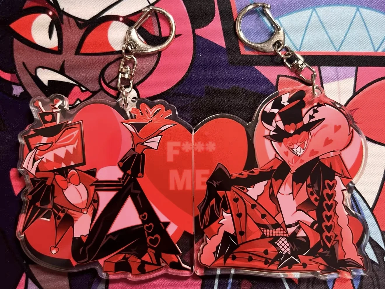 

Genuine Anime Hazbin Hotel Vox Val Cosplay Cartoon Keyrings Keychain Acrylic Magnetic Keyring Pendants Accessories Widget Gift