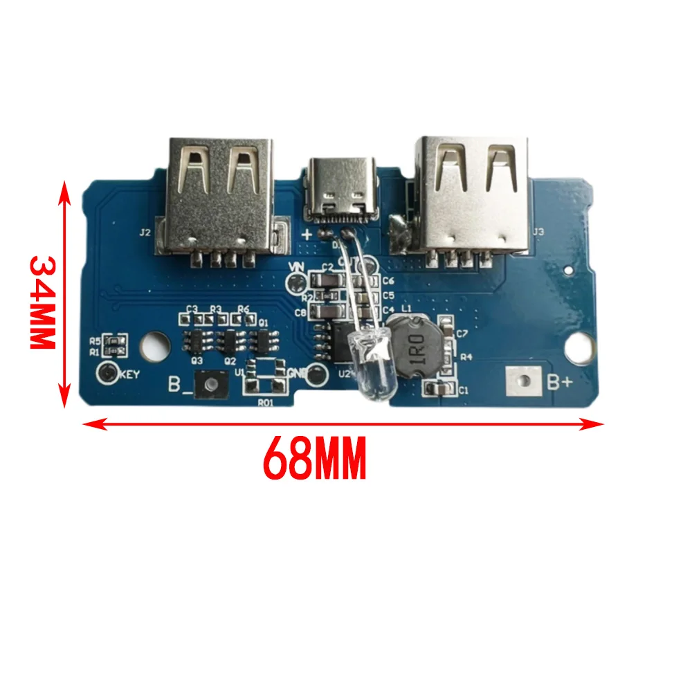 Dual USB Output 5V 2A Mobile Power Bank Charging Module 18650 Lithium Battery Charger Board With LED Indicator