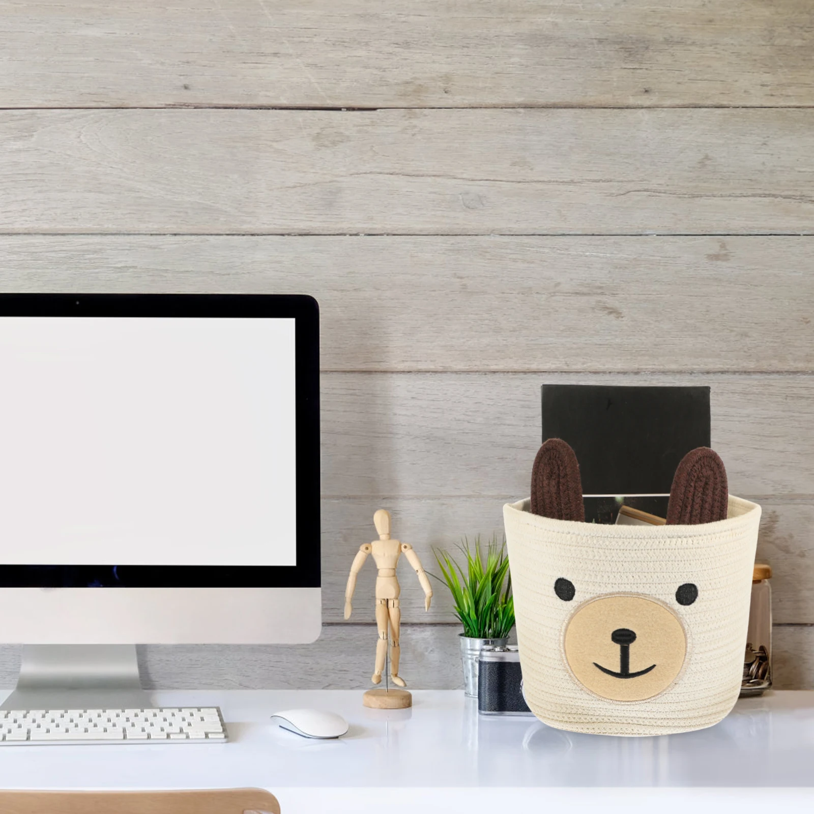 

Cotton Rope Storage Basket Cartoon Bear Woven Baskets Desktop ganization Home Decor Sundries ganizer Storage Box