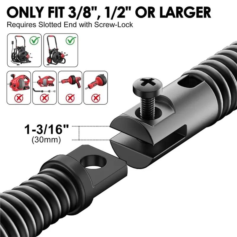 A25F-For 1/2-Inch To 3/8-Inch Drain Cleaning Cable Compatible 8-Piece Drain Cleaning Auger Head Set, Drain Snake Drill Attachmen