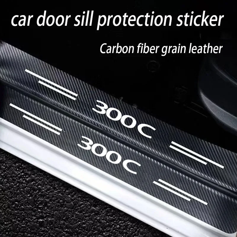 Senior sense Car Door Sill Carbon Fiber Sticker Threshold Side Anti Scratch Tape Waterproof Decal For Chrysler 300c Accessories