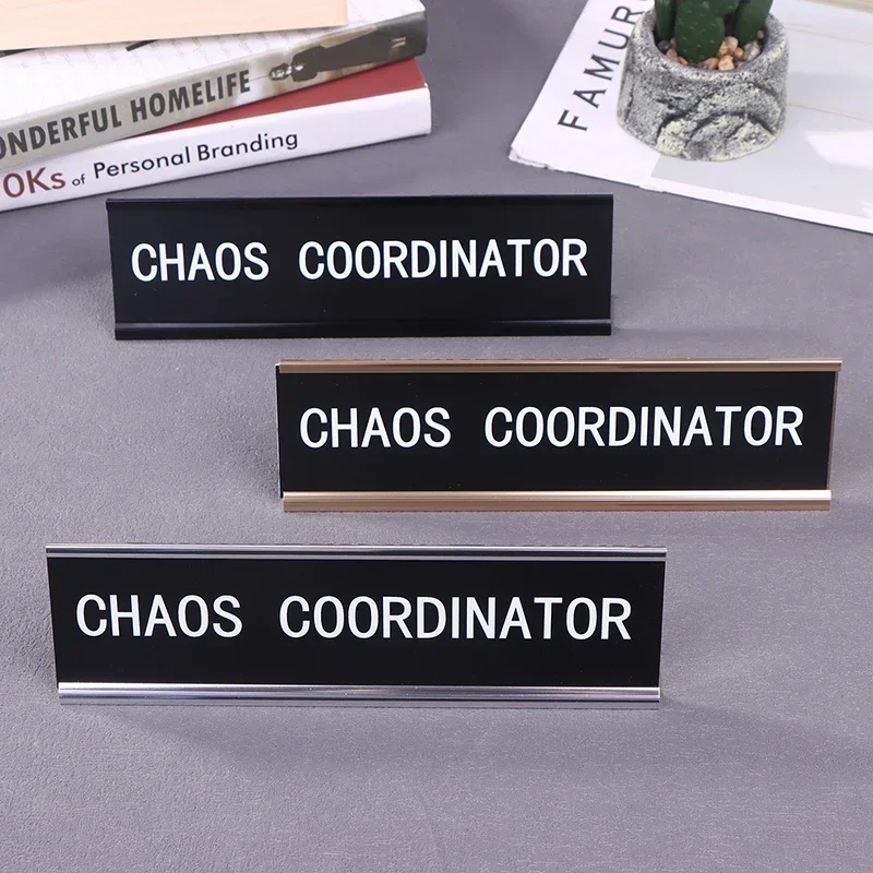 Position Card Chaos Coordinator Office Decor Desk Sign Funny Signs Work Supplies For Women Metal Name Plate