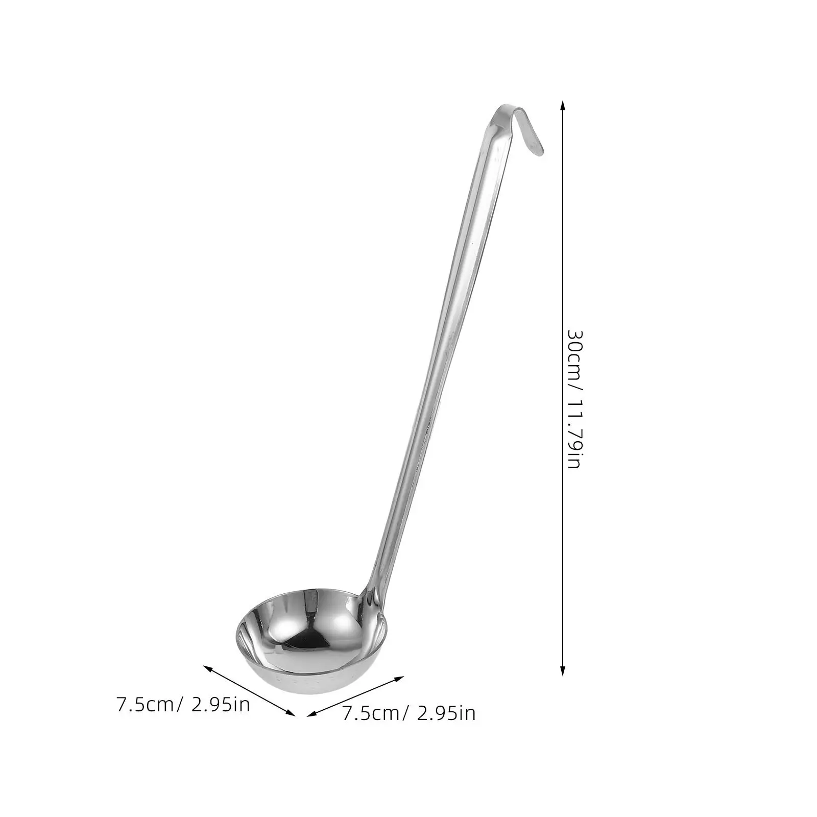 80Ml Stainless Steel Ladle with Hook Long Handle Deep Serving Spoon for Soups Sauces Gravies Catering Buffet Kitchen Utensils