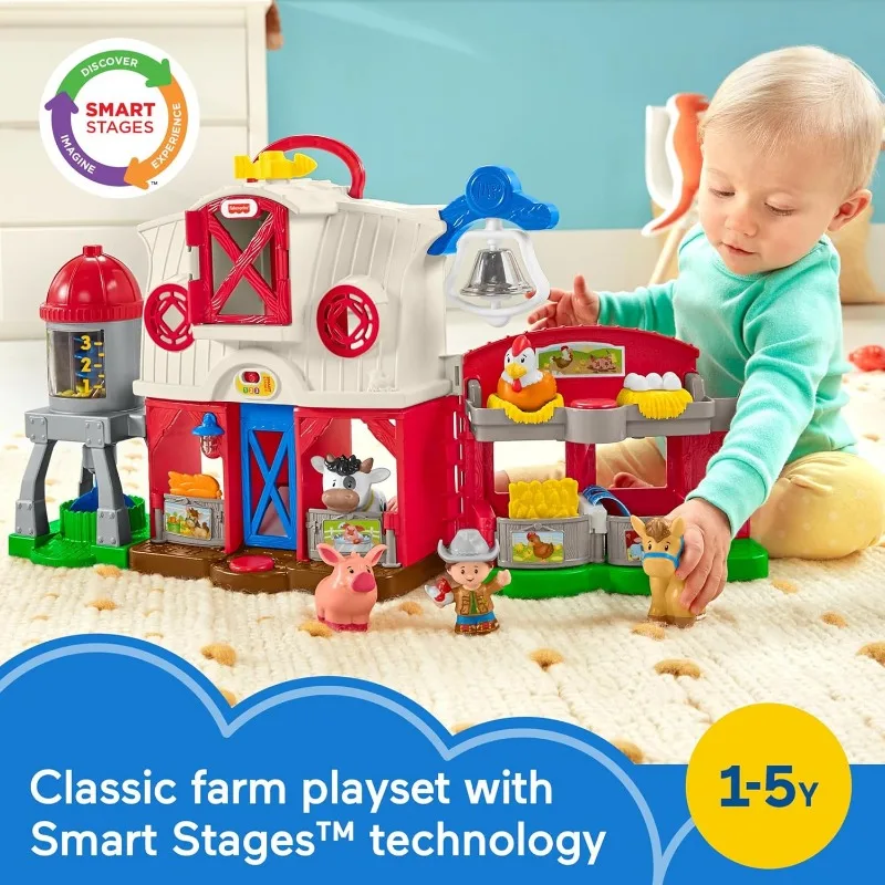 Little People Toddler Learning Toy Caring for Animals Farm Playset with Smart Stages for Pretend Play Kids Ages 1+ years