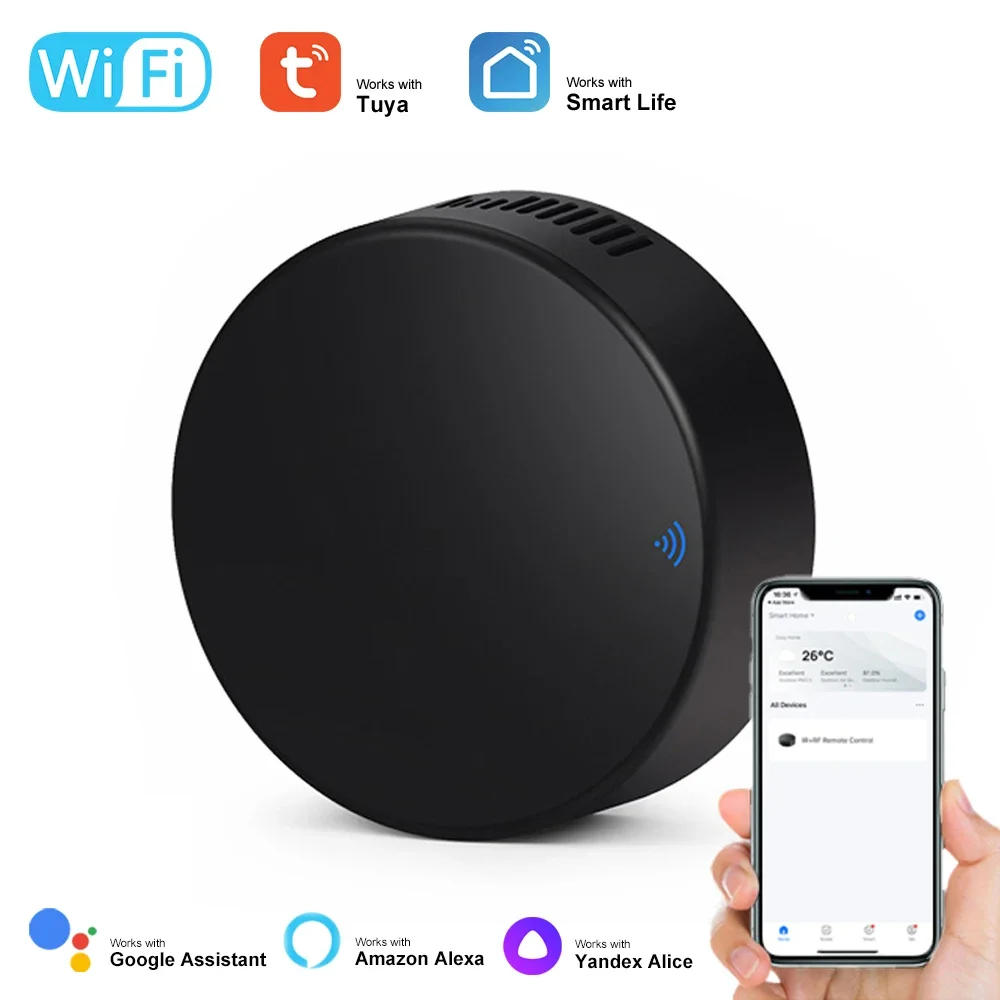 

Tuya Wi-Fi умный ИК-пульт дистанционного управления универсальный RF 433 МГц инфракрасный пульт дистанционного управления для ТВ-кондиционера работает с Google Alexa