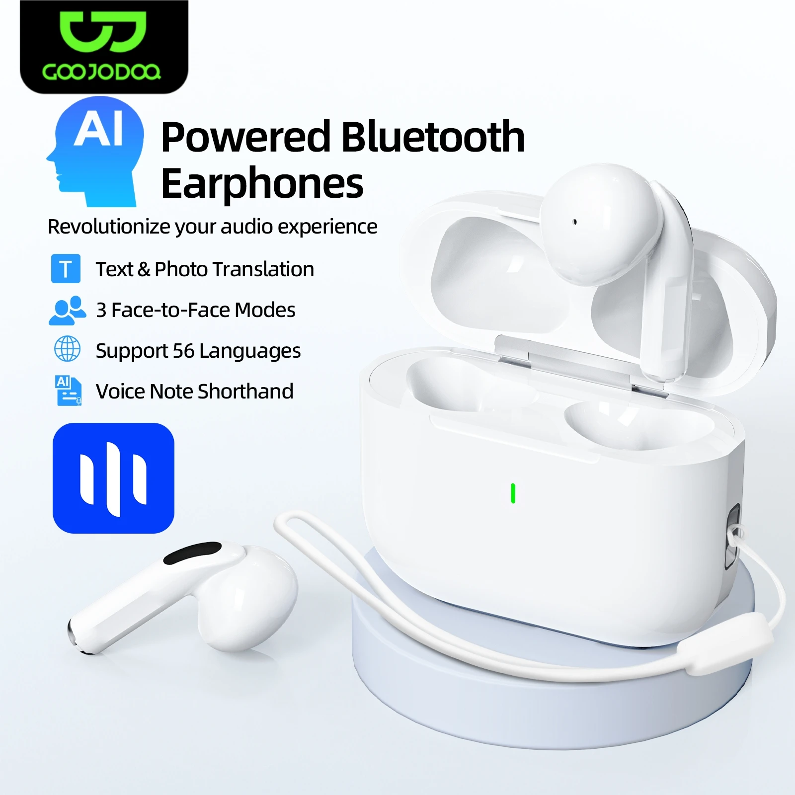 

GOOJODOQ Advanced AI Translation TWS Wireless Bluetooth Earphones 5.3 Support 36 Languages Translation-Al Noise reduction