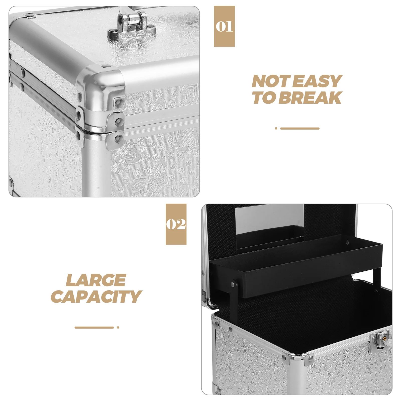 กล่องเก็บไพ่นกกระจอกอลูมิเนียมอัลลอยด์ความจุขนาดใหญ่แบบพกพาอุปกรณ์จัดระเบียบในครัวเรือนอเนกประสงค์เคสที่ทนทาน