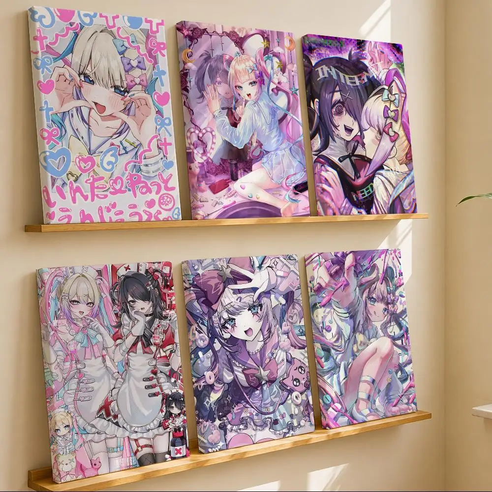 Anime N-Needy Girl Overdose Game Framed Wall Painting Canvas Art Poster with Solid Wood Frame for Living Room Home Decor