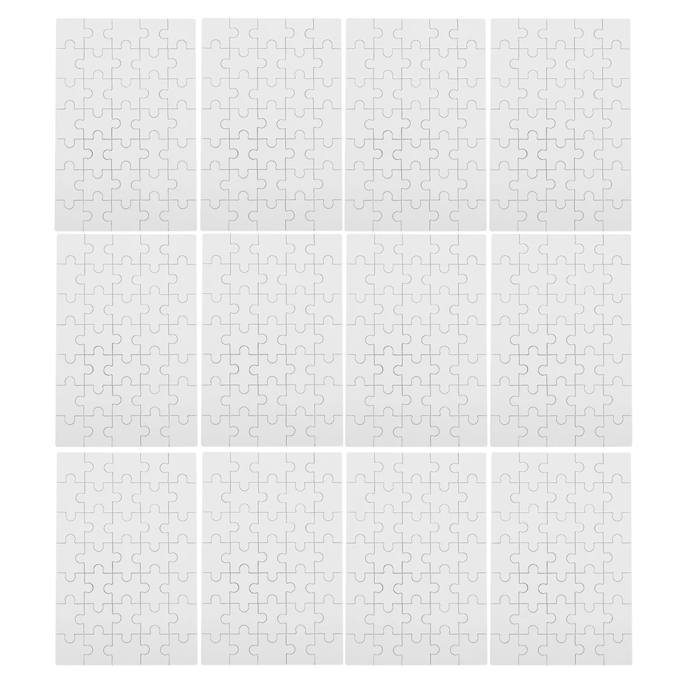 

12Pcs Sublimation Blank Puzzle Wooden Jigsaw Pieces Heat Transfer DIY Puzzle Craft for Family School Kindergarten Use