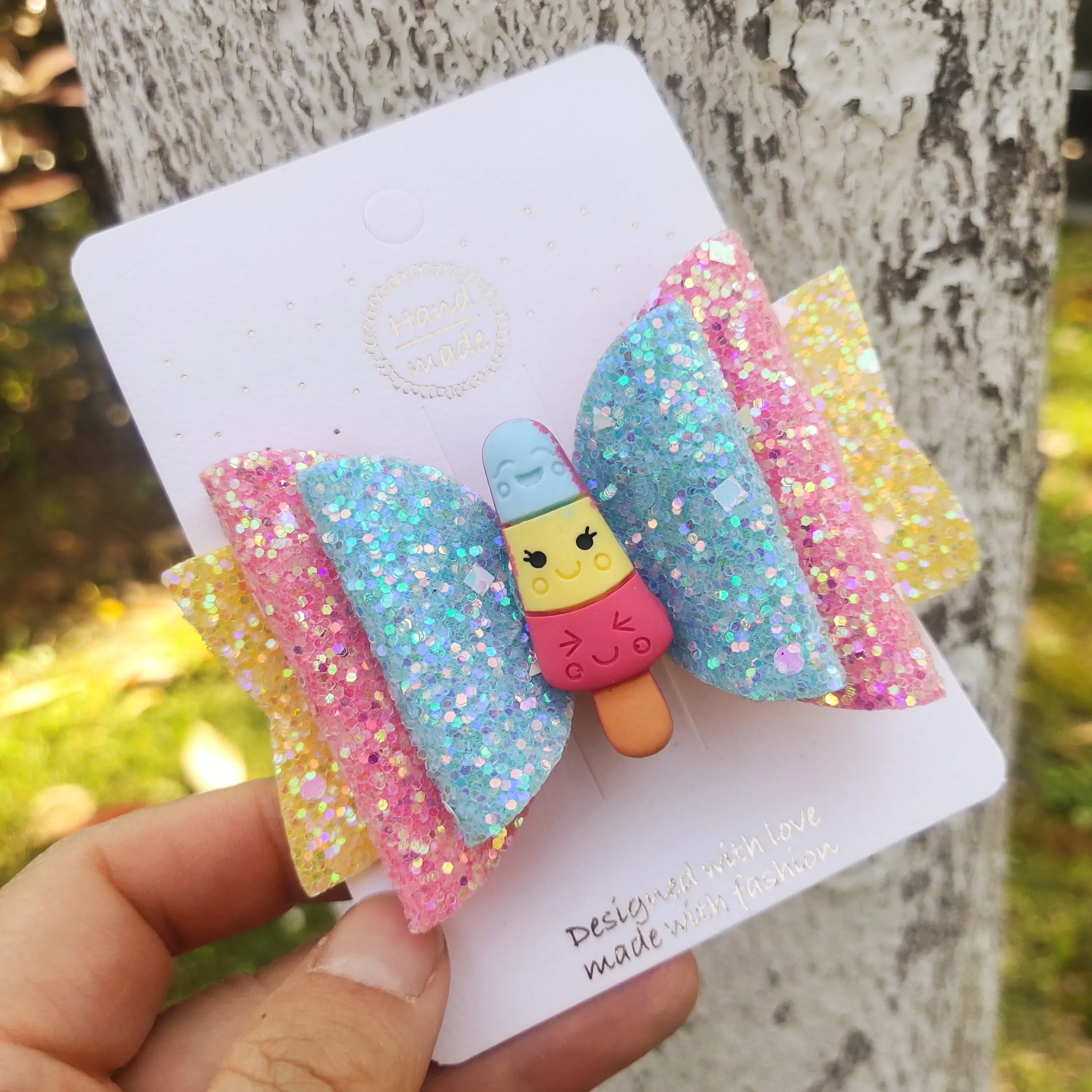 2022 Ice Cream and Cupcake Hair Bows for Girls Cute Hair Clips Headwear Hairpins Hair Accessories 3.5 INCH SIZE