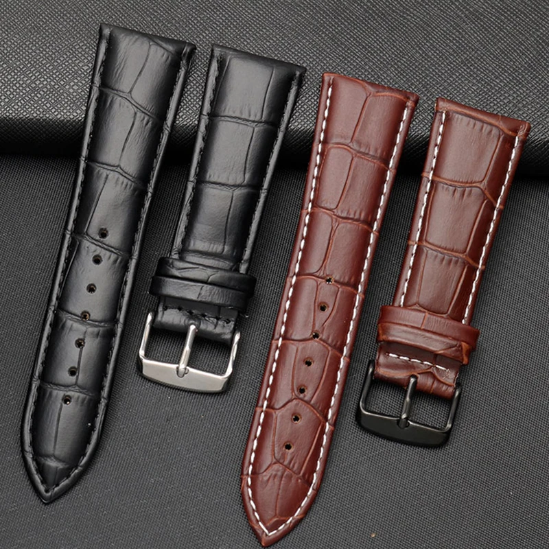 Watch strap 22 23mm 24mm 26mm 28mm big width Black brown Mens Alligator cowhide Watch Strap Band bracelets free shipping