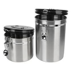 Coffeeware Coffee Container with co2 Valve Airtight Lid Preserves Freshness Stainless Steel For Coffee Beans Storage Canister
