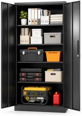 Tall Metal Storage Cabinet with Lock, 72