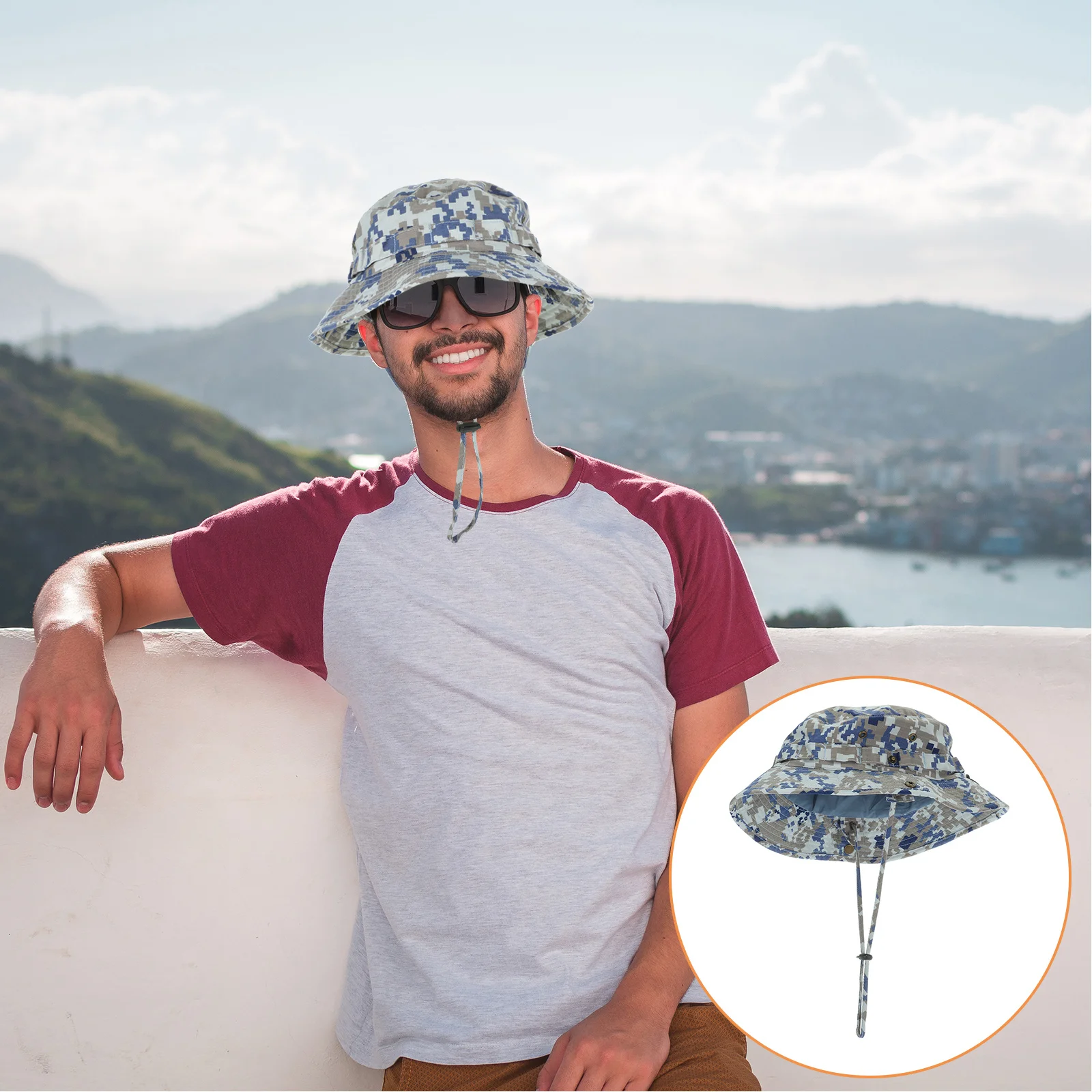 

Camouflage Sun Hat One Size Fits All Bucket Hat for Outdoor Sports Fishing Hunting Hiking Breathable Comfortable Boonie