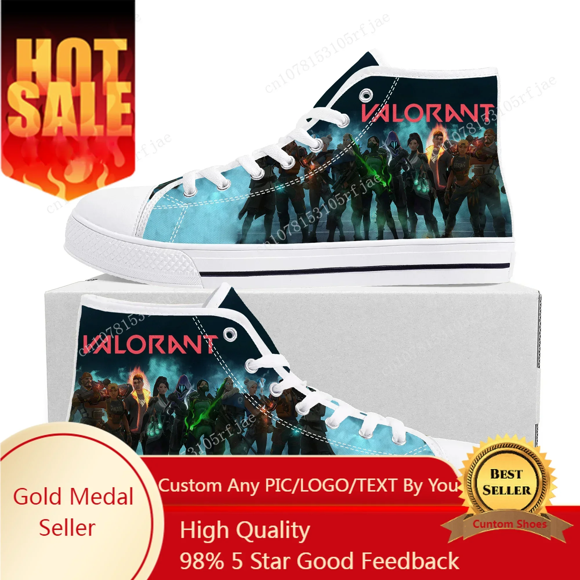 Agent Manga Cartoon Game Valorant High Top Sneakers Mens Womens Teenager High Quality Canvas Shoes Casual Tailor Made Sneaker