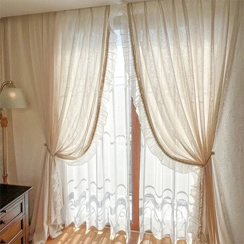

Custom Size Luxury Fashion Romantic Curtain for Living Dining Room Bedroom Relief Craft Tulle Window Curtain Opaque White Tulle