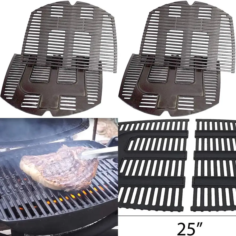 

2-Pack 25x17.8 Cast Iron Grill Grates for Weber Q300, Q320, Q3000, Q3200 Series