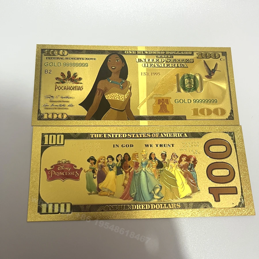 

Disney Princess Mulan gold foil plastic banknote Anime cartoon character souvenir toy card creative christmas gifts miniso