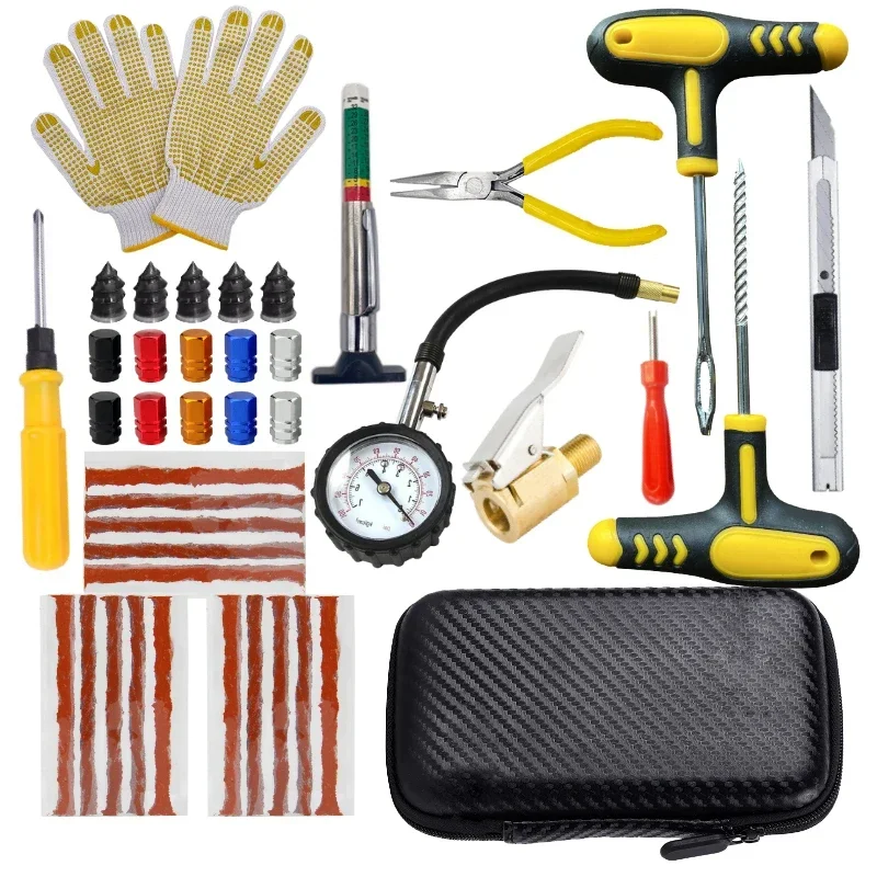 

Car Motorcycle Tire Repair Kit Puncture Plug Tools Tyre Puncture Emergency for Tire Strips Stirring Glue Repair Tool Kit