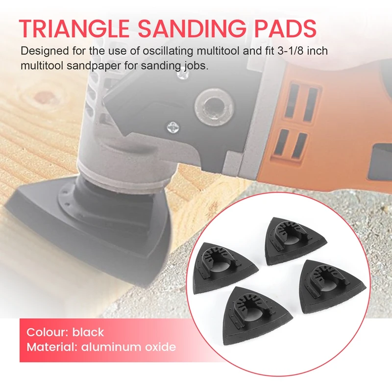 ABNM 6 ชิ้น 3-1/8 นิ้ว Power Oscillating เครื่องมือ Sanding Pads, 80 มิลลิเมตรสามเหลี่ยม Sanding Pads Universal Quick - Release Multitool Pad