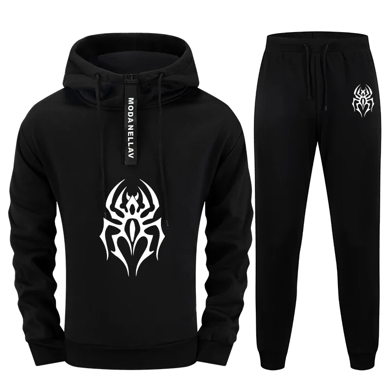 2025 Trendsetter طقم رياضي رجالي 2 قطعة الزي نصف أغطية رأس بسحاب و Sweatpants ملابس الشارع الحضرية خريف شتاء ملابس رياضية كاجوال