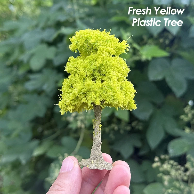 

9 см миниатюрная пластиковая модель дерева весна нежный желтый пейзаж модель дерева весна Ho масштаб песочный стол платформа украшение