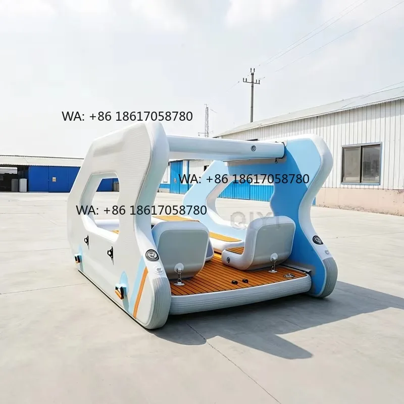 Inflatable Boat with Motor Water Floating Island Inflatable Yacht with Motor for Water Park Family Party