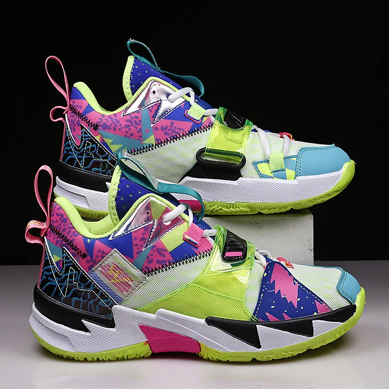 Men's Breathable Lightweight High-Top Basketball Shoes - Geometric Pattern Design, Suitable for Running, Training, and Casual Wear - Unisex Stylish Sneakers - Perfect Gift for Him, Durable Basketball Gear, Athletic Shoes